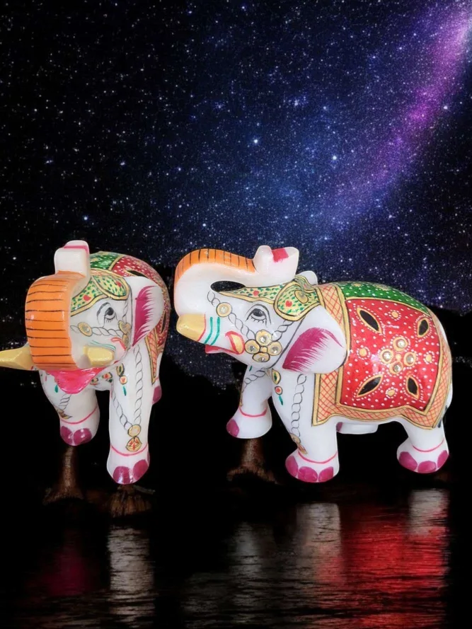 marble elephant pair